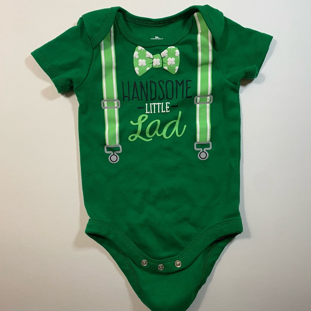 St. Patty’s day onesie “handsome little lad”